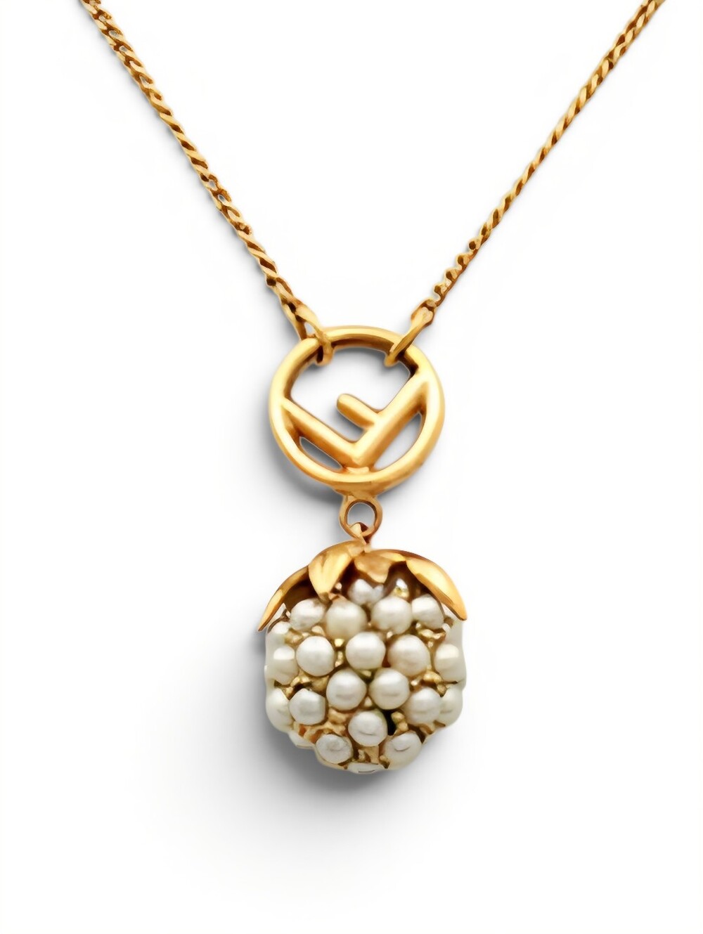 FENDI Gold Pearl Cluster Pendant Necklace - Elegant Women's Jewelry